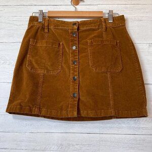 Mudd Skirt Juniors Size 11 Cognac Y2K Style Corduroy Button Down Academia Mini